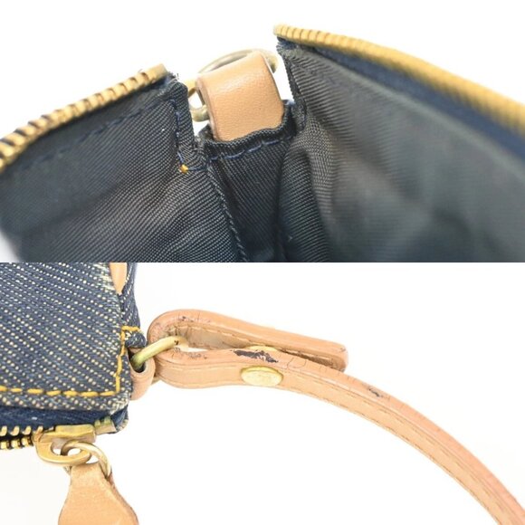 CHRISTIAN DIOR Logo Saddle Shoulder Bag Canvas Denim Canvas Leather Blue - Picture 10 of 15